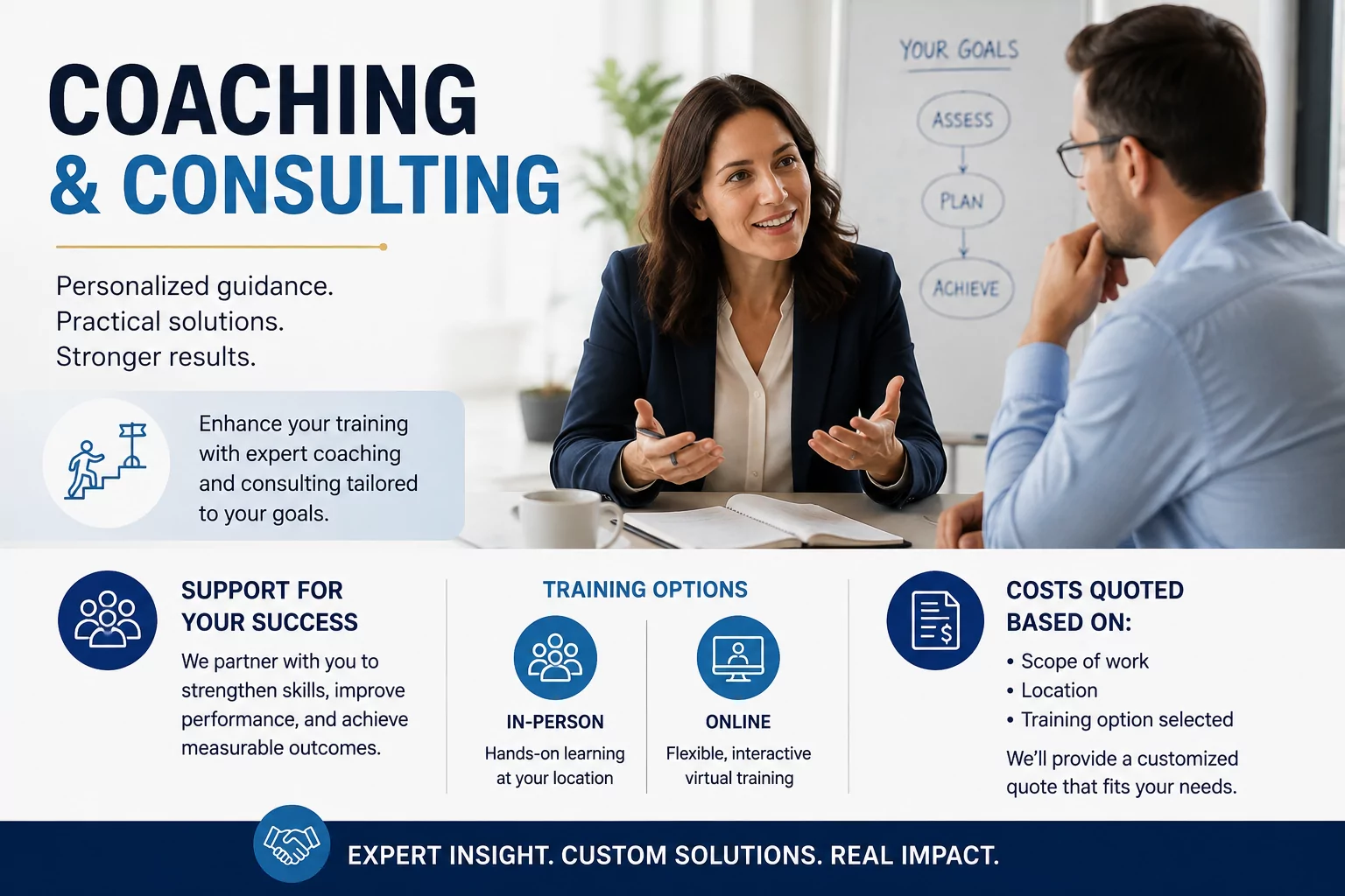 Coaching and consulting services from Tampa Bay Training offering personalized guidance, practical solutions, and in-person or online support.